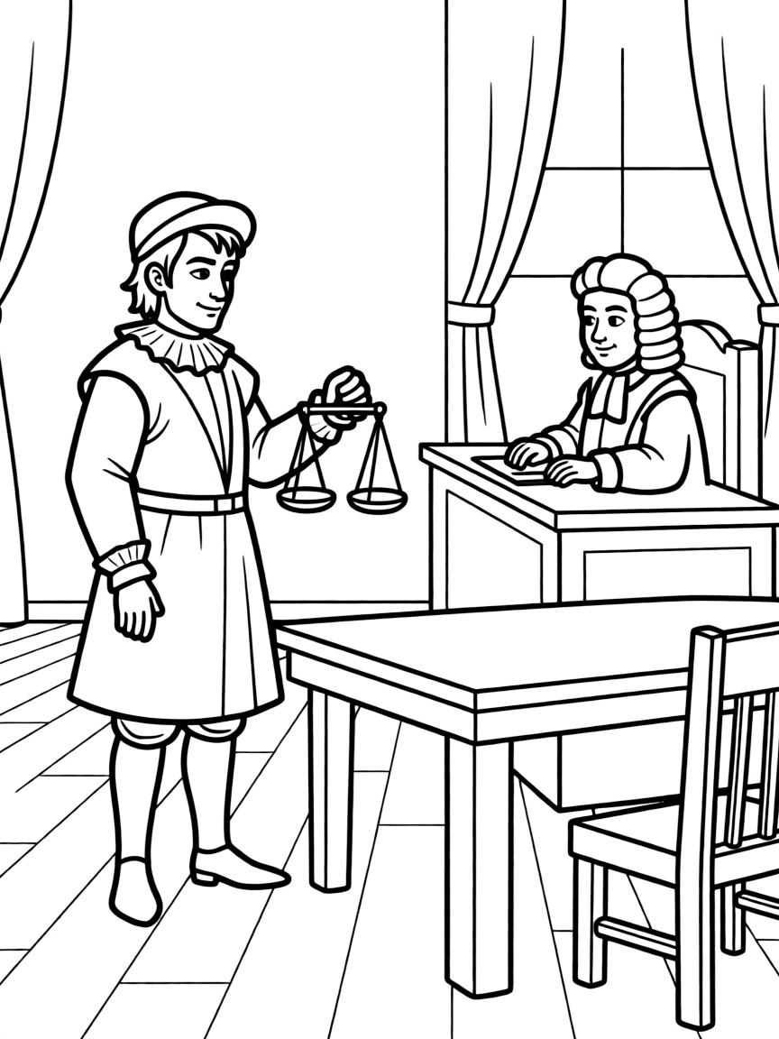 Shylock demanding his pound of flesh in court