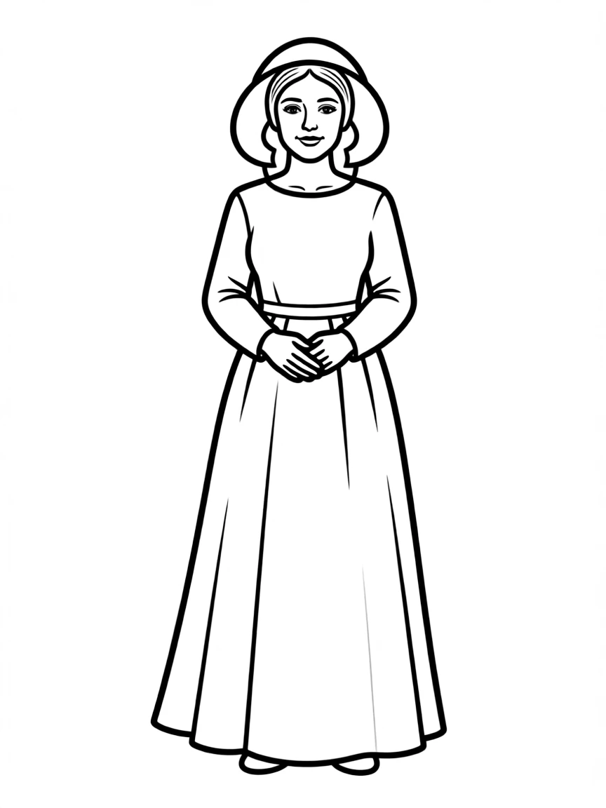 Offred from "The Handmaid's Tale" in her red robe and white wings