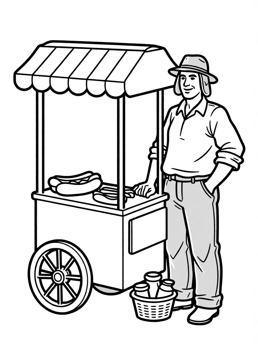 Ignatius J. Reilly from "A Confederacy of Dunces" with his hunting cap and hotdog cart