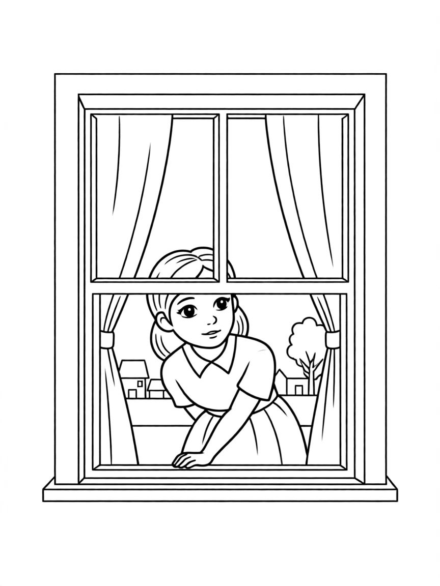 Esperanza from "The House on Mango Street" looking out her window