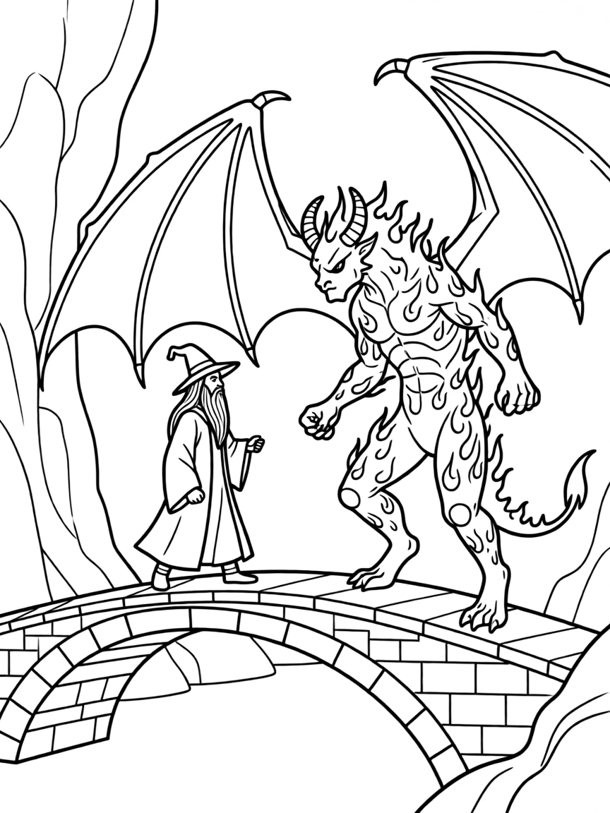 Gandalf facing the Balrog on the Bridge of Khazad-dûm