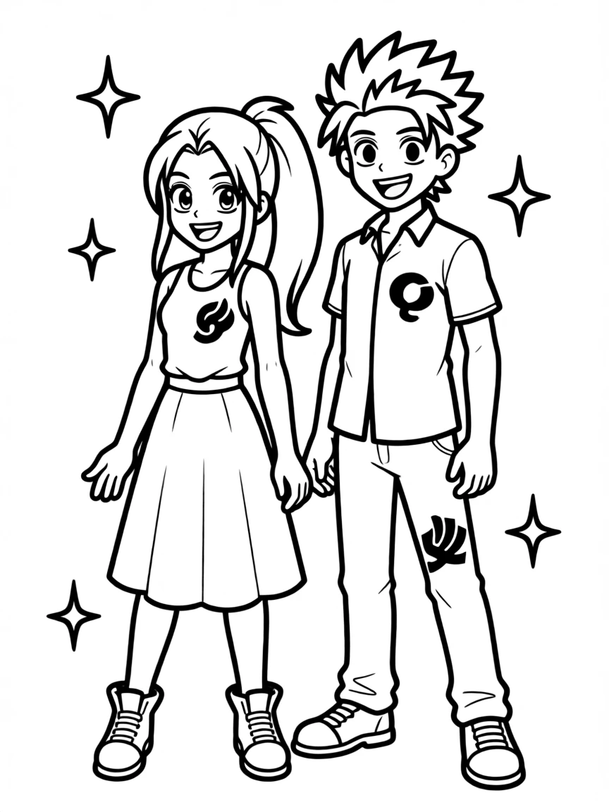 Lucy and Michael from "Fairy Tail" with their guild marks