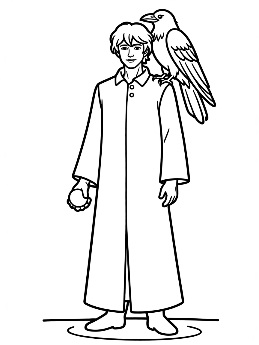 Dream from "The Sandman" with his raven and ruby