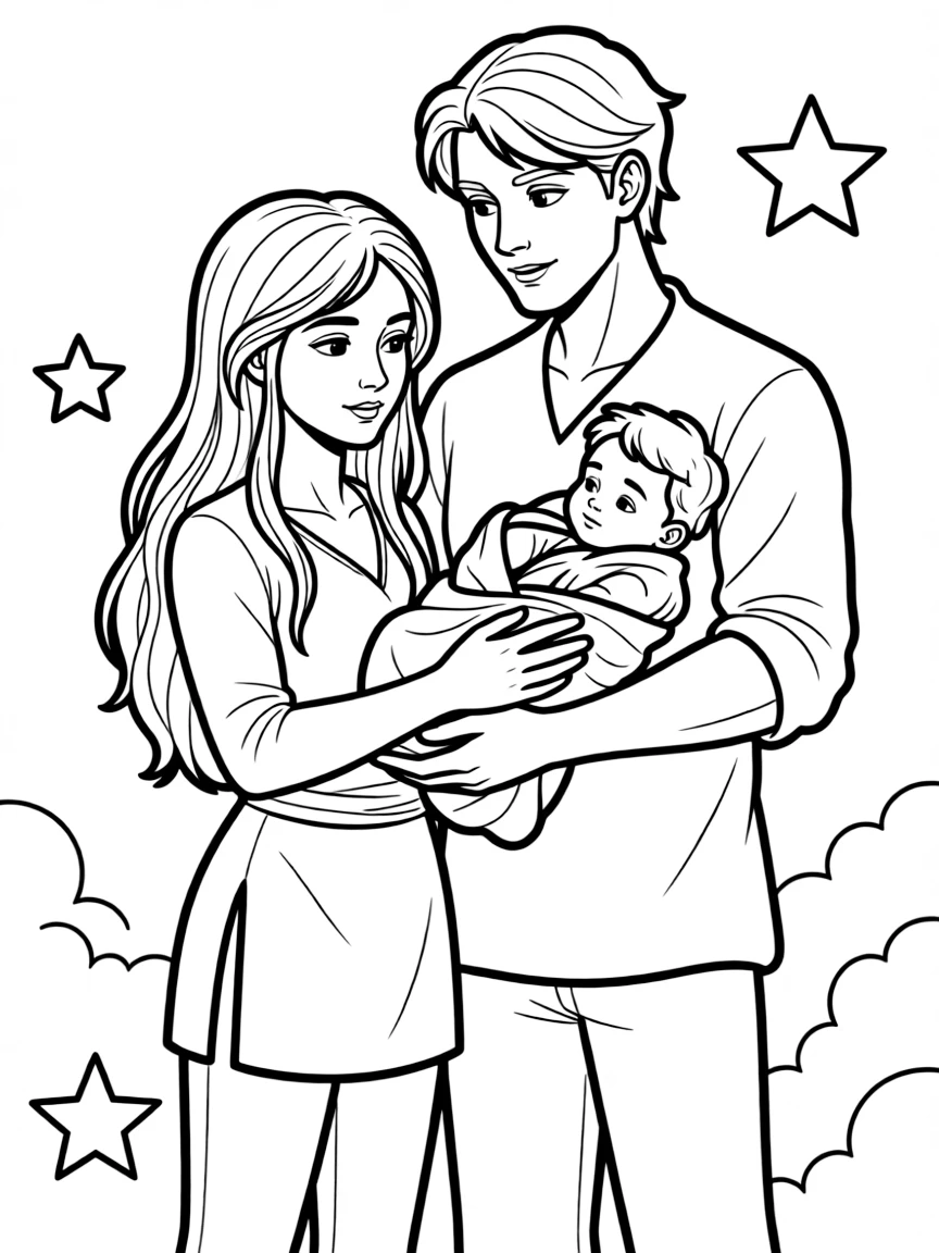Alana and Marko from "Saga" protecting baby Hazel