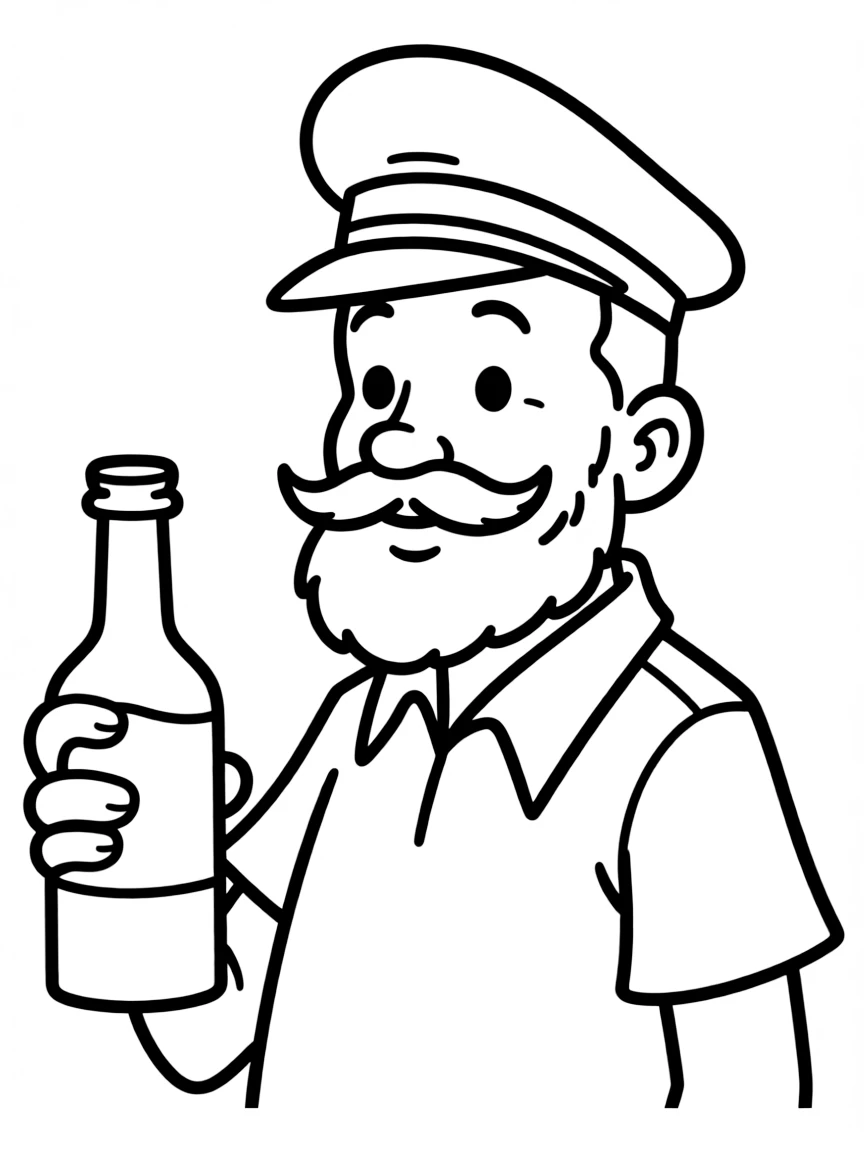 Captain Haddock from "Tintin" with his sailor hat and bottle