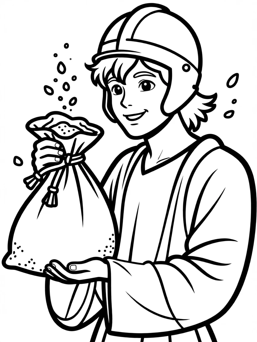 Sandman's Dream with his helm and sand pouch