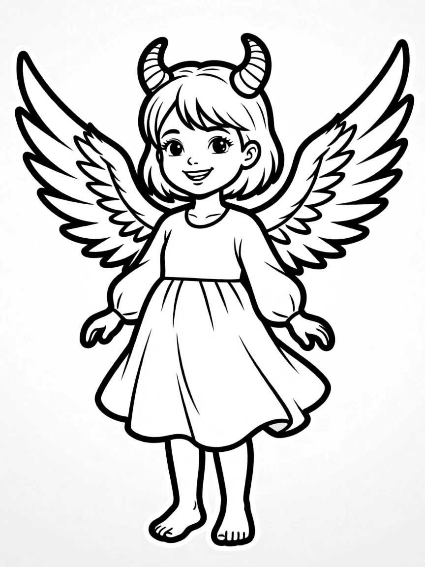 Hazel from "Saga" as a child with her wings and horns