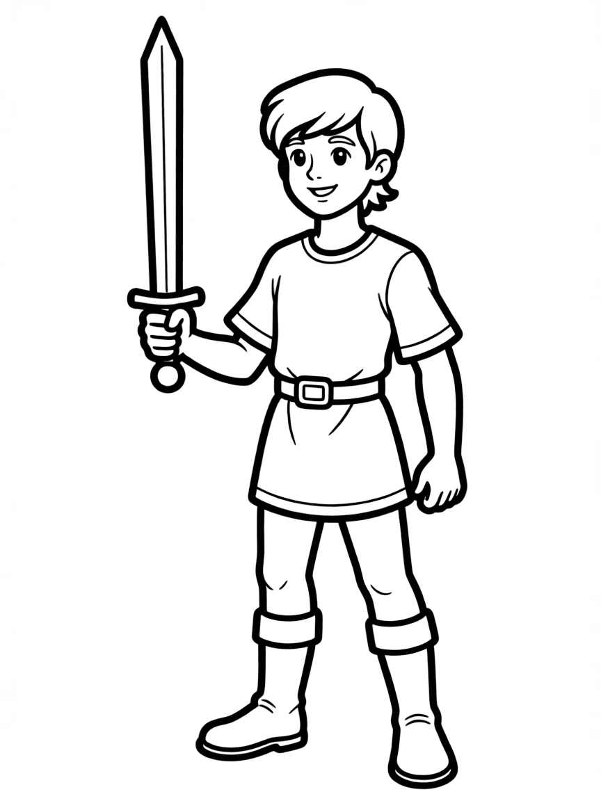 Prince Valiant with his page-boy haircut and sword