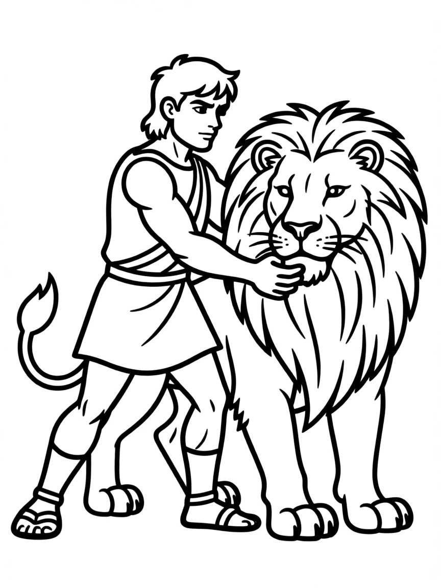 Hercules battling the Nemean Lion in his first labor