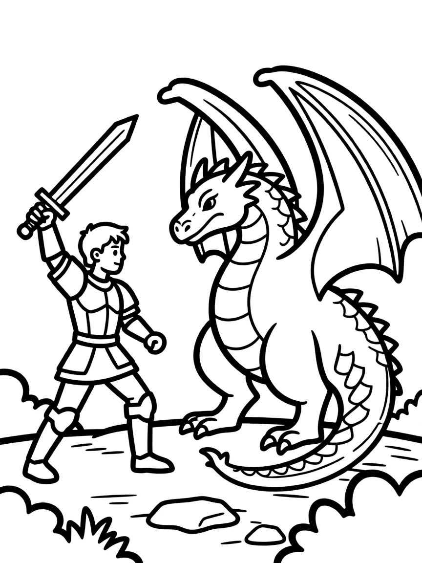 Beowulf facing the dragon in his final battle