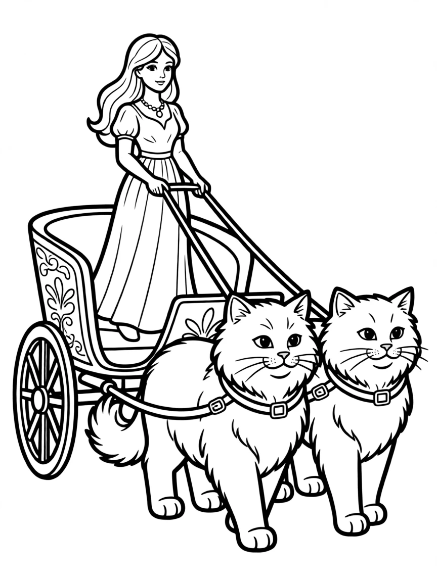 Freya with her necklace and chariot pulled by cats
