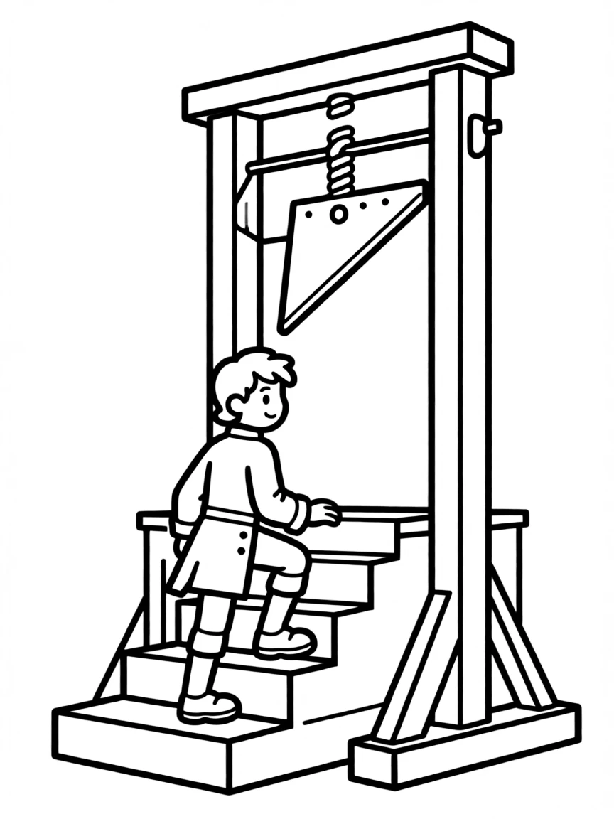 Sydney Carton mounting the steps to the guillotine for his sacrifice