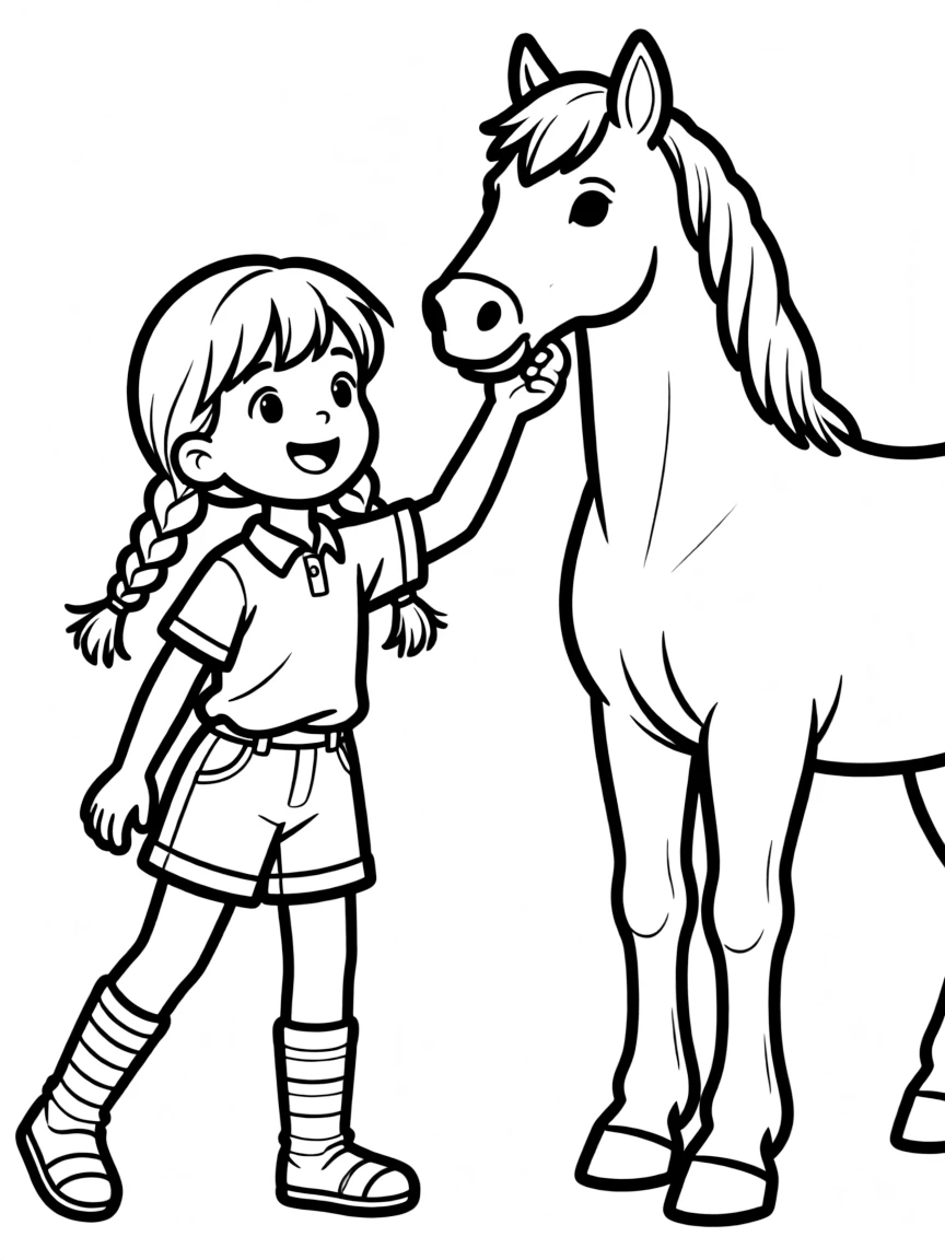 Pippi Longstocking lifting her horse with one hand