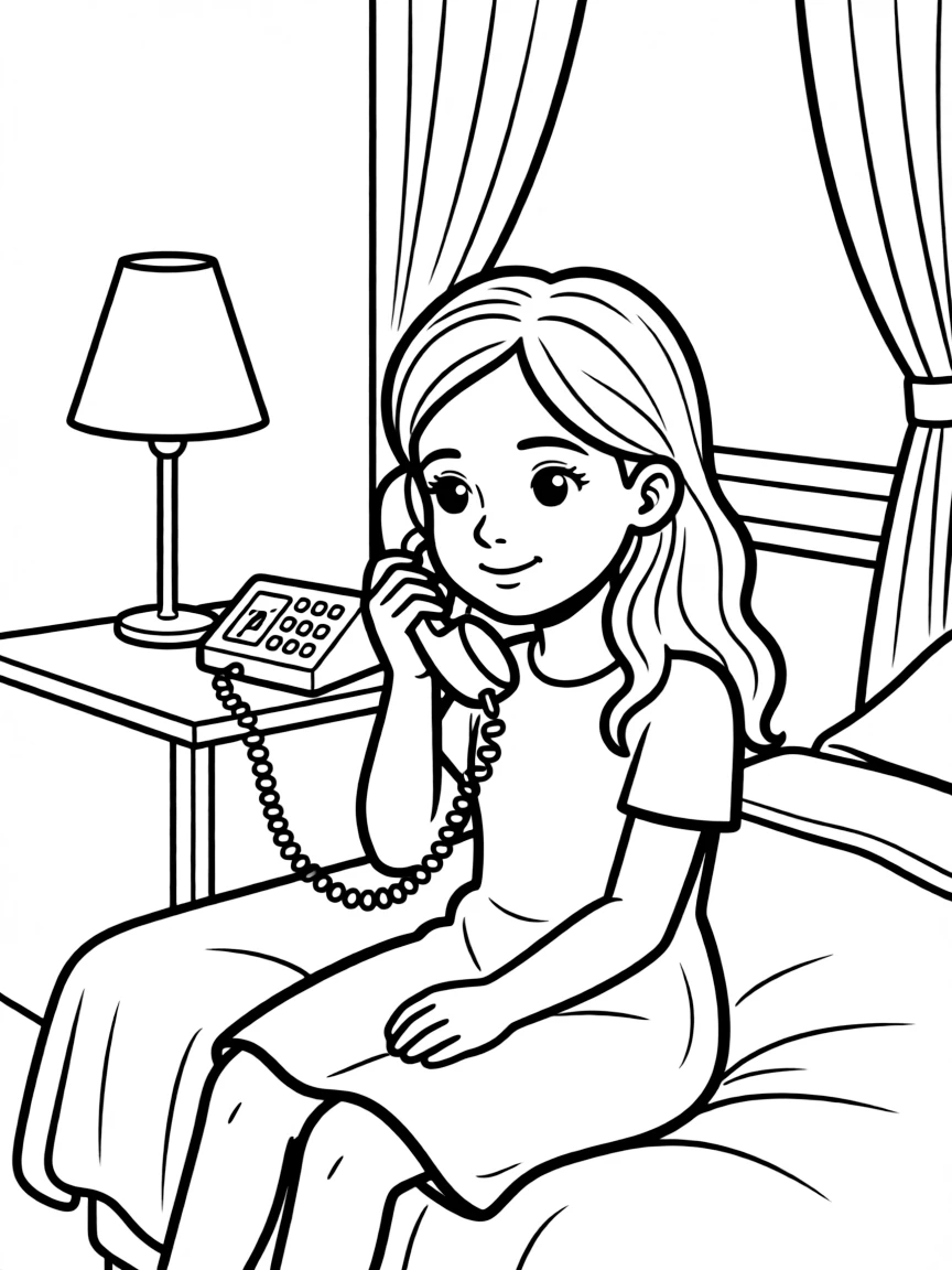 Eloise ordering room service on the hotel phone