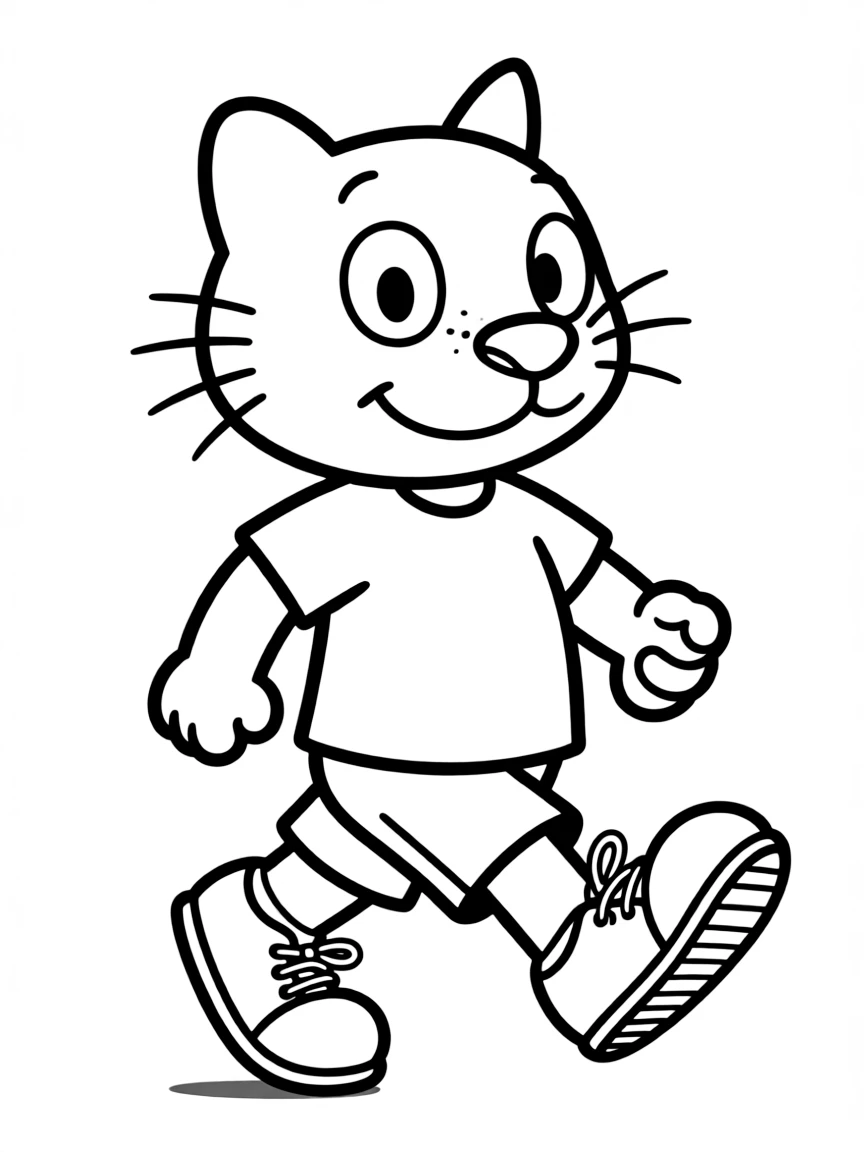 Pete the Cat walking in his new white shoes