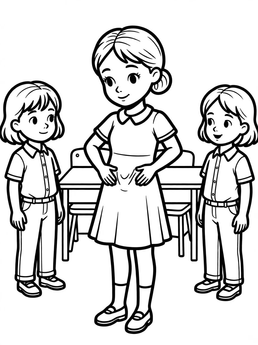 Madeline showing her appendix scar to her classmates