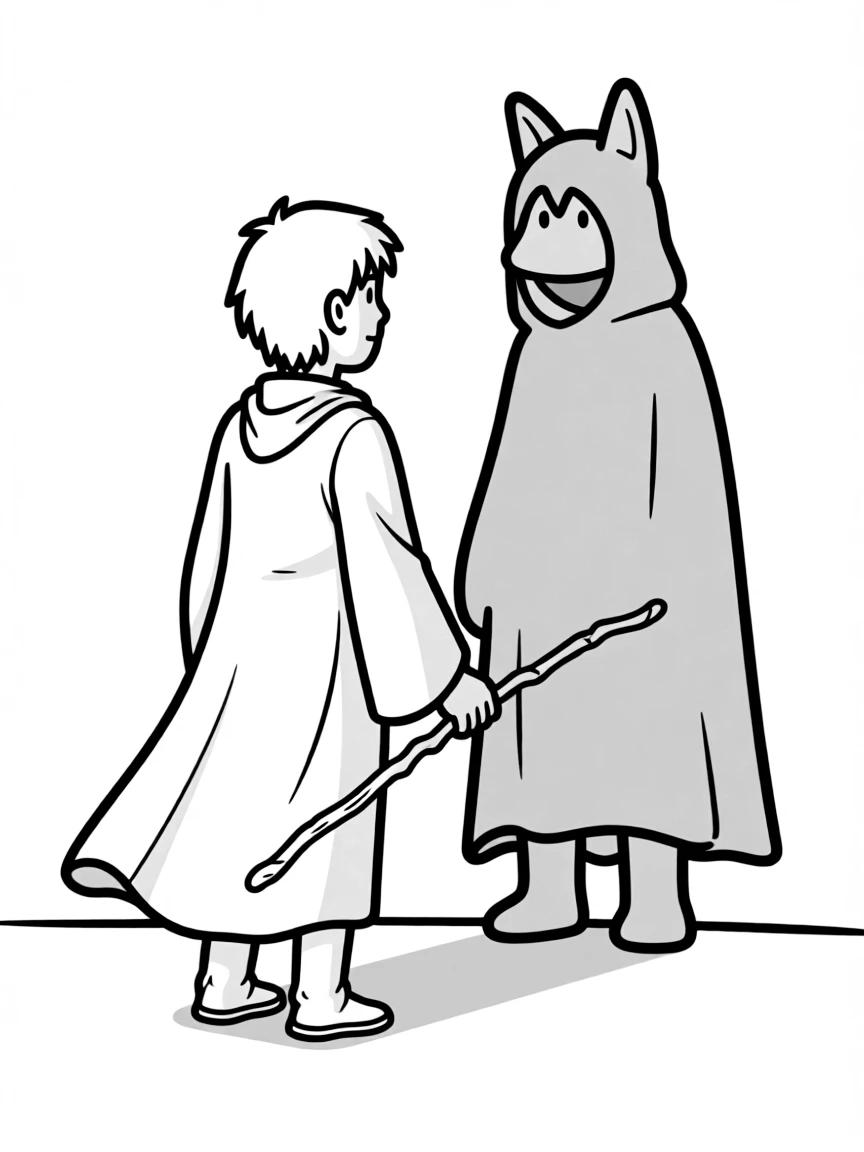 Ged from "A Wizard of Earthsea" facing his shadow