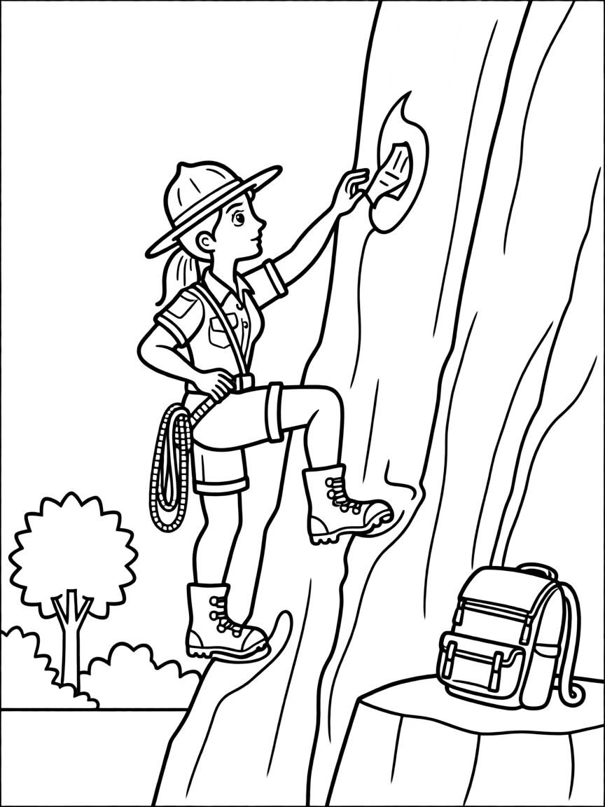 Anna Pigeon the park ranger finding a clue while rock climbing