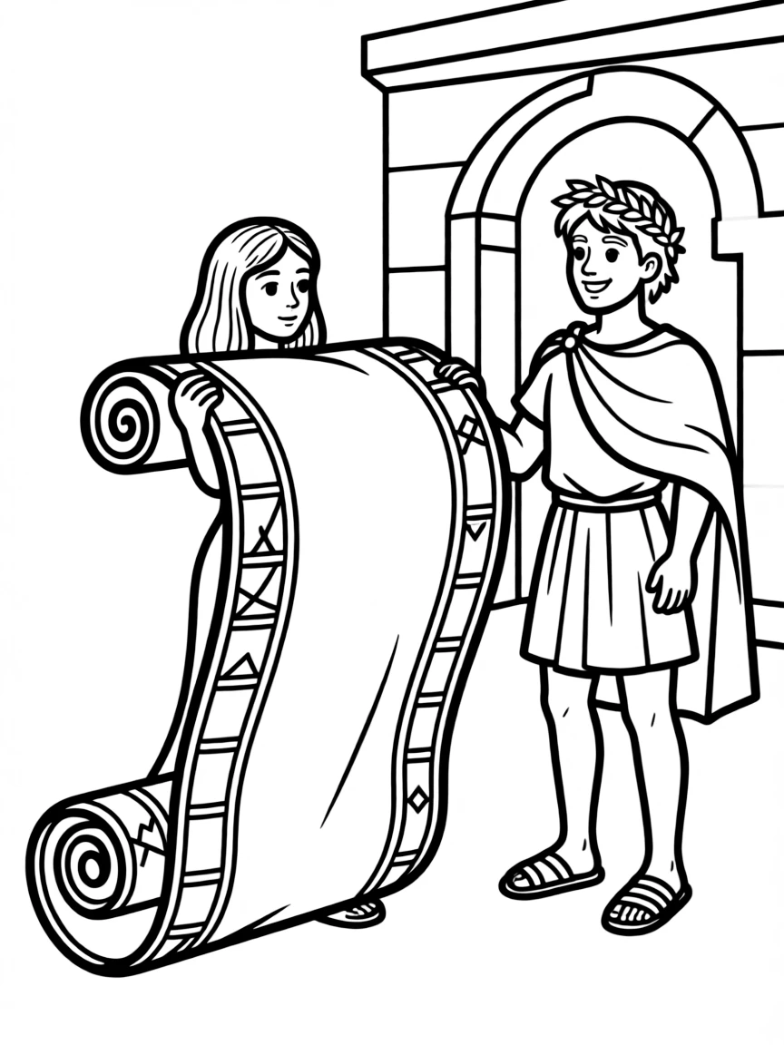 Cleopatra arriving to meet Caesar wrapped in a carpet