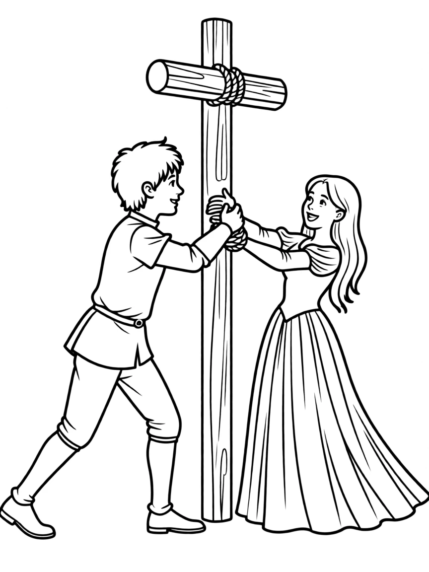 Lancelot rescuing Guinevere from the stake