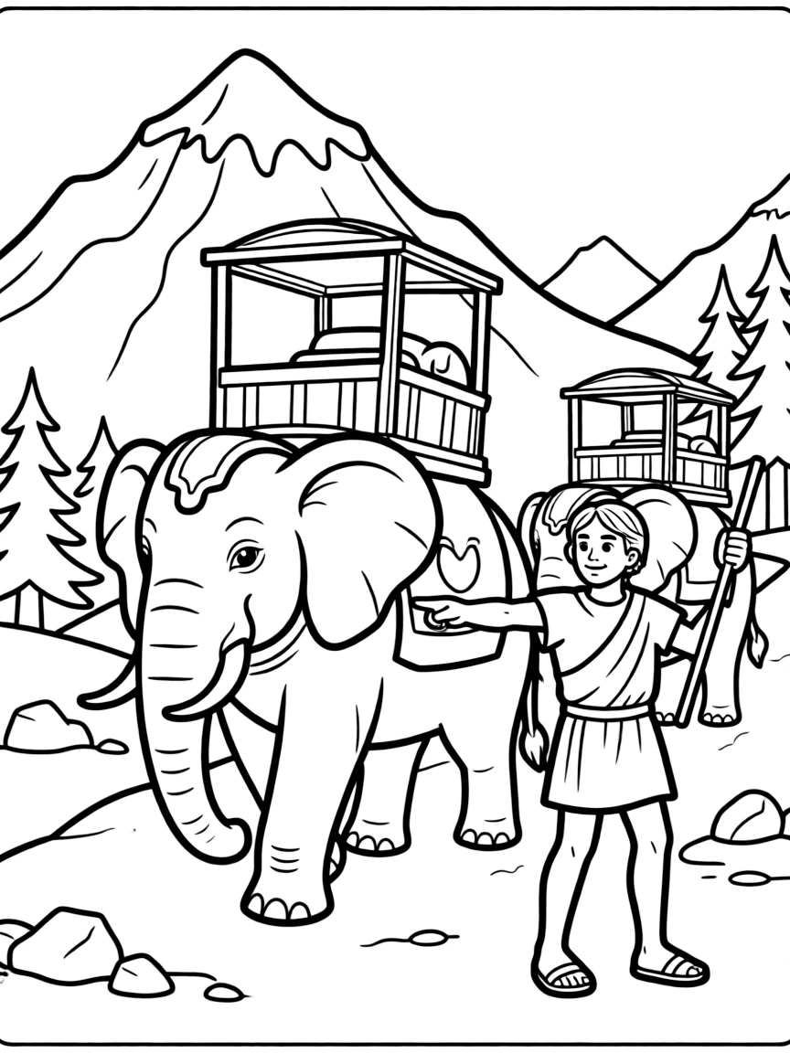 Hannibal crossing the Alps with his war elephants