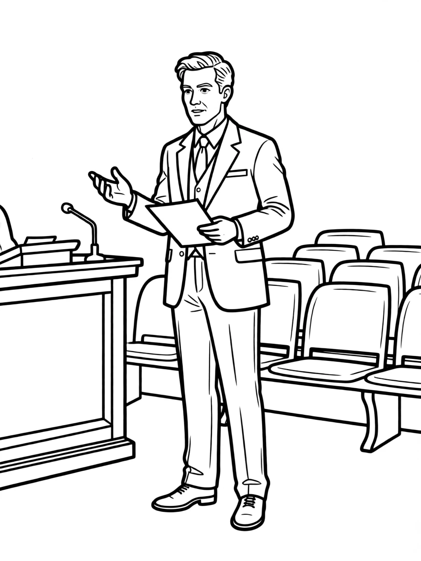 Atticus Finch delivering his closing argument in the courtroom