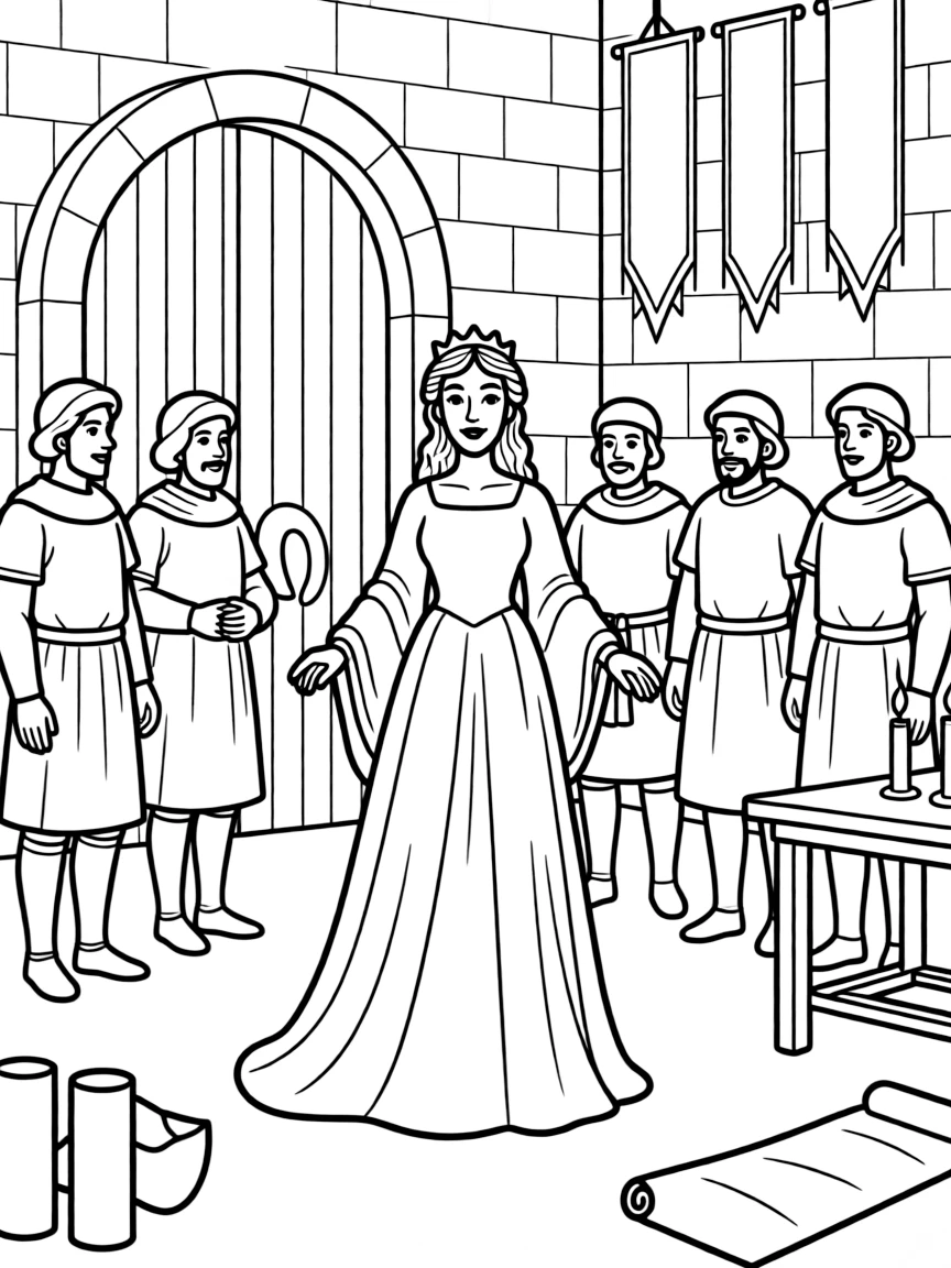 Eleanor of Aquitaine holding court in Poitiers