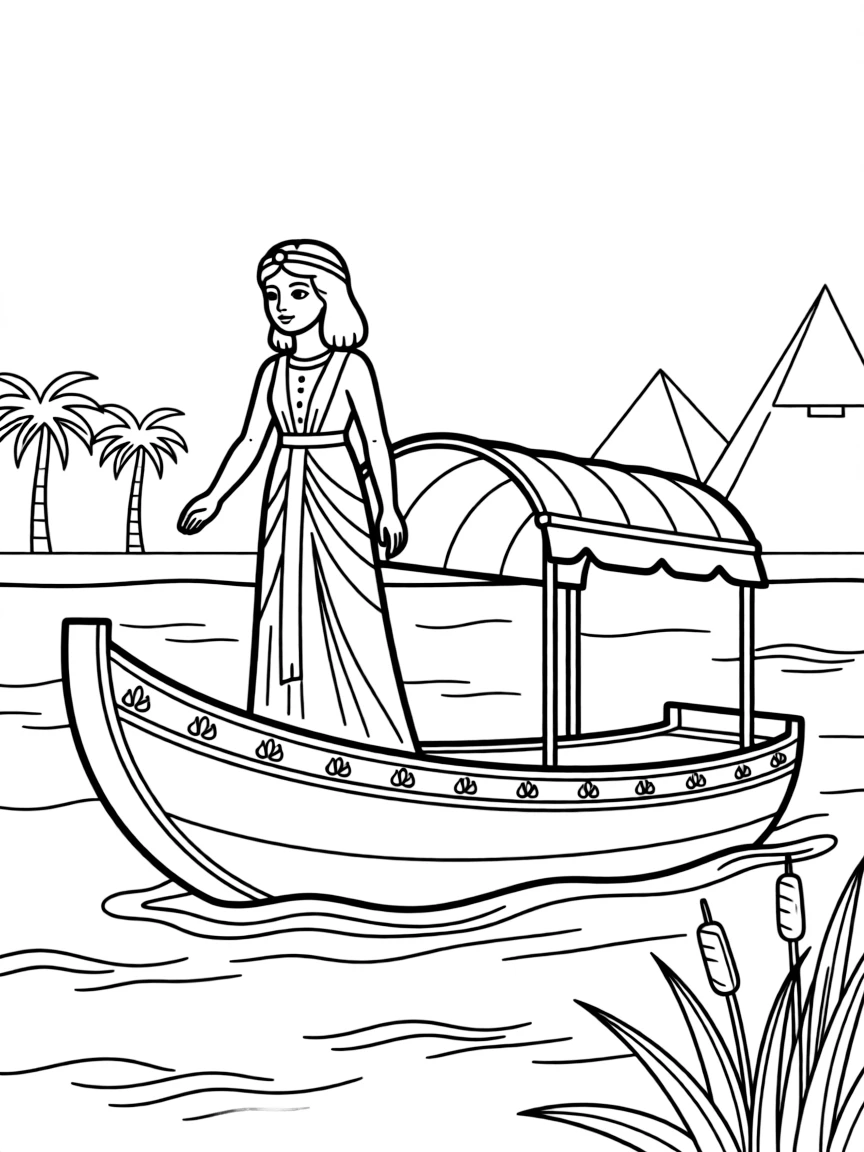 Cleopatra on her barge sailing down the Nile