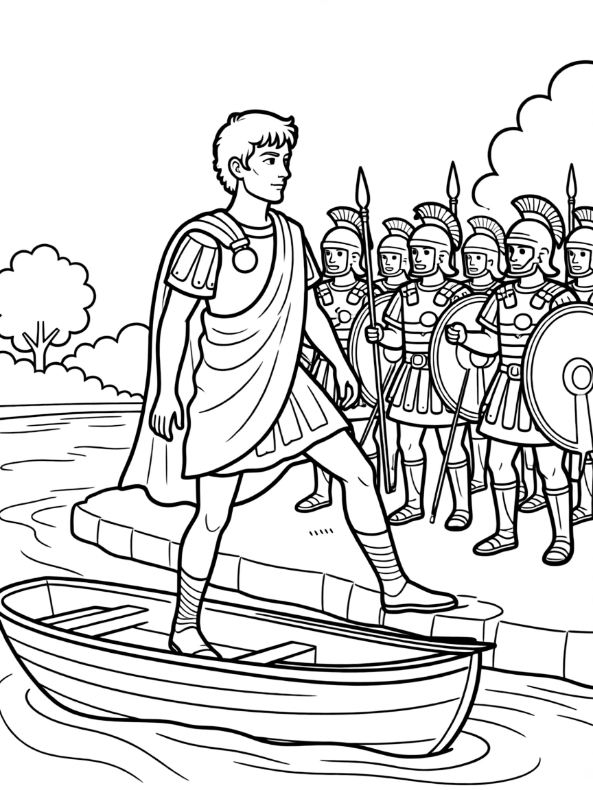 Julius Caesar crossing the Rubicon with his legions