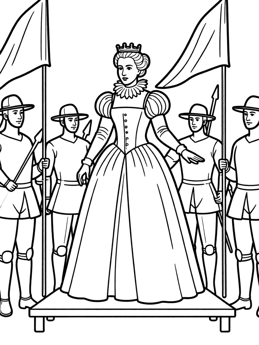Queen Elizabeth I giving her speech at Tilbury