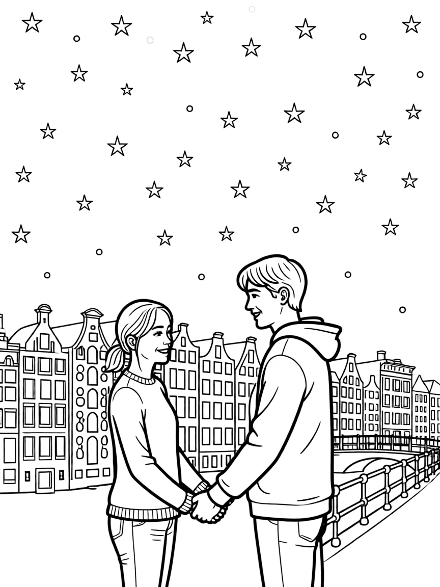 Hazel Grace and Augustus Waters under the stars in Amsterdam