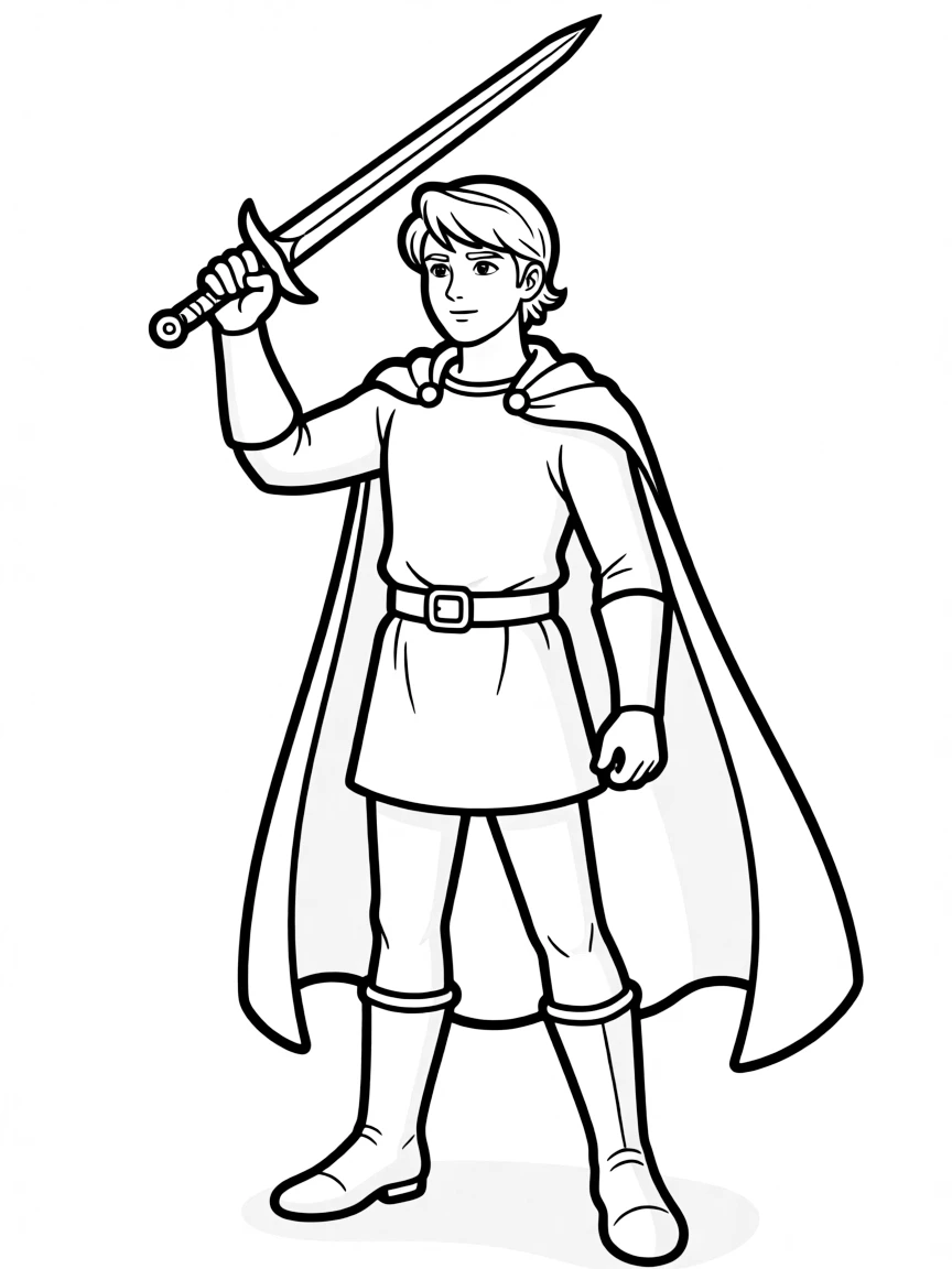 Prince Valiant with his page-boy haircut brandishing his sword