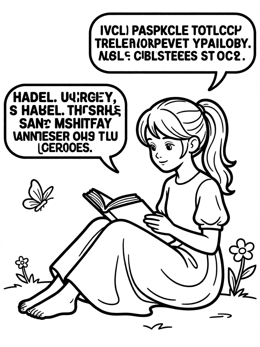 Hazel from "Saga" as a child with her narration boxes