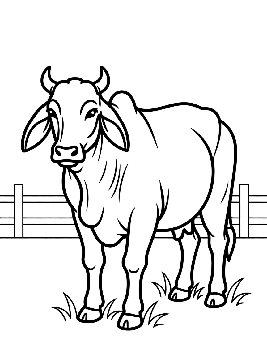 A Brahman cow with its distinctive hump and droopy ears