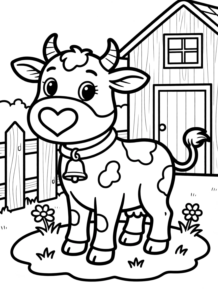 A cow with a perfect heart-shaped nose