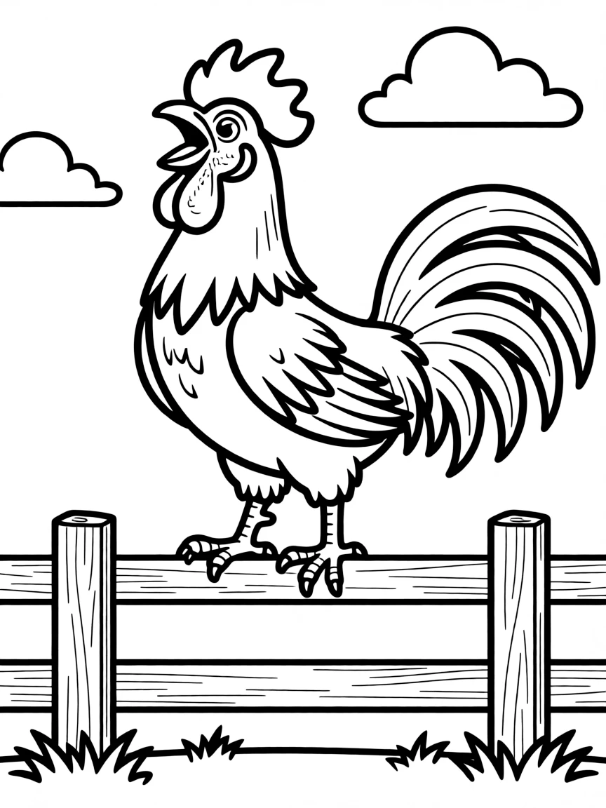 A rooster announcing the dawn with a hearty crow