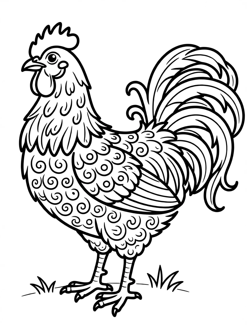 A frizzle chicken with its characteristic curled feathers