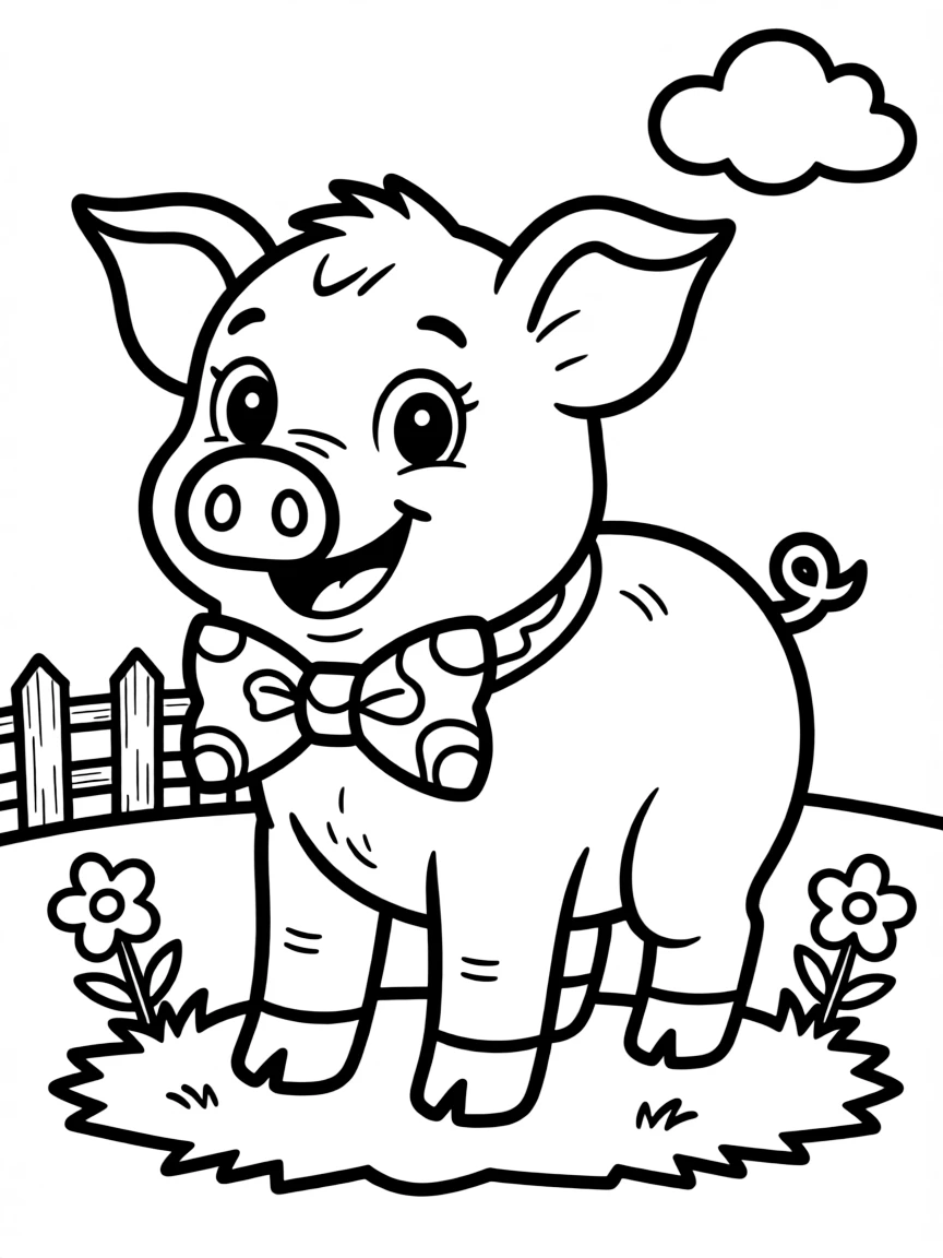 A pig wearing a bow tie for a special farm event