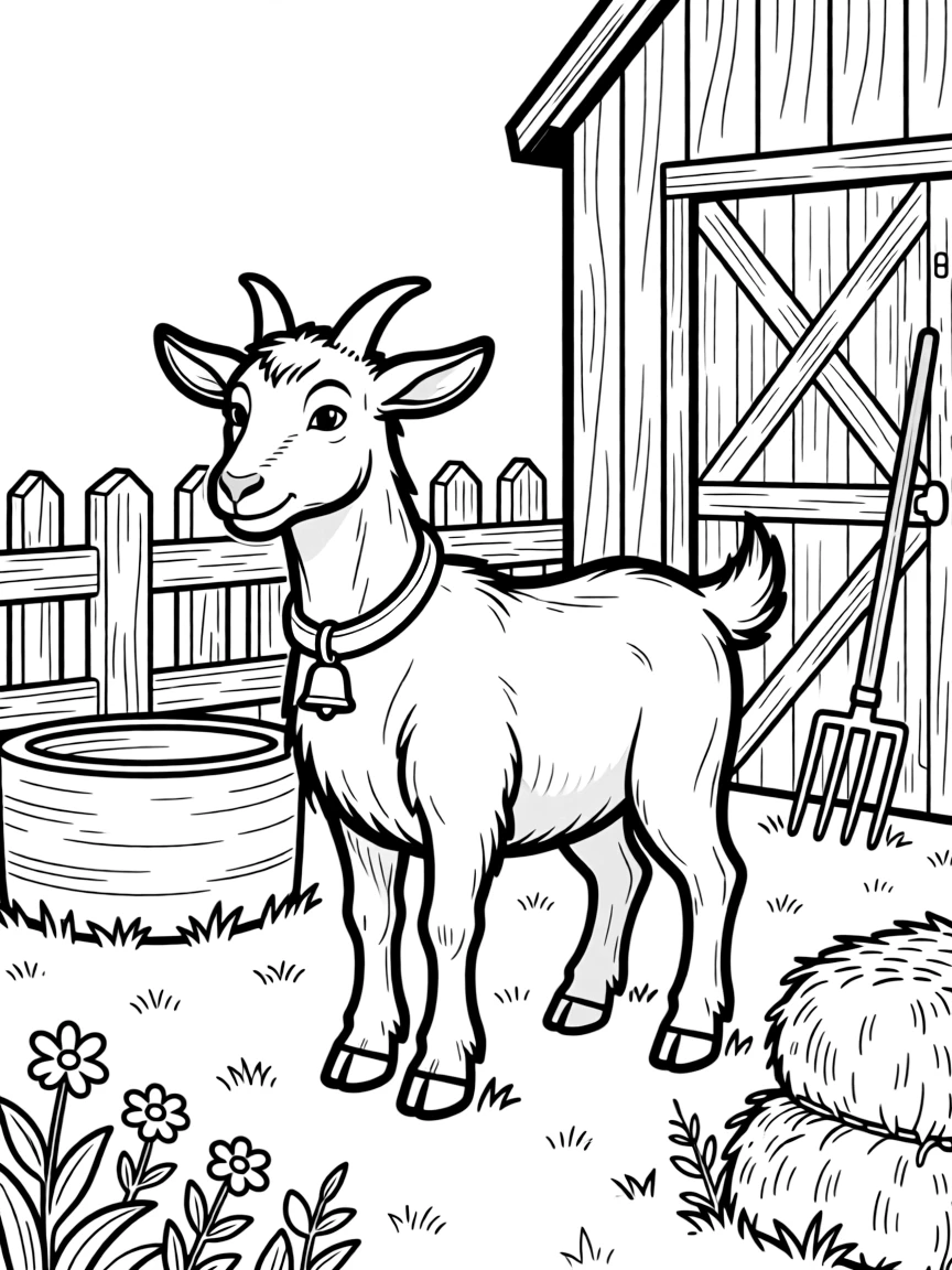 A goat with elements of heritage farm traditions