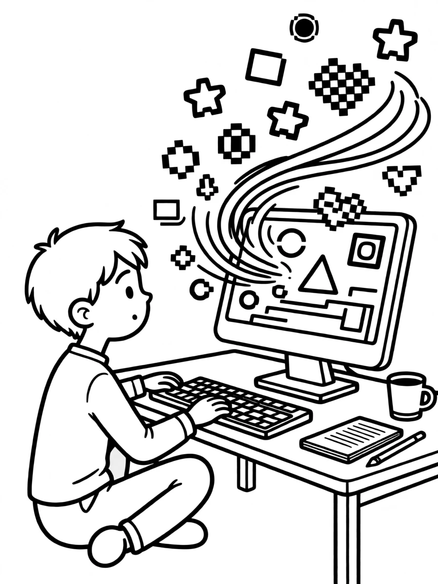A computer programmer discovering the digital world inside a computer