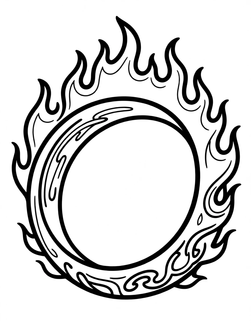 A ring of power with fiery inscriptions appearing when heated