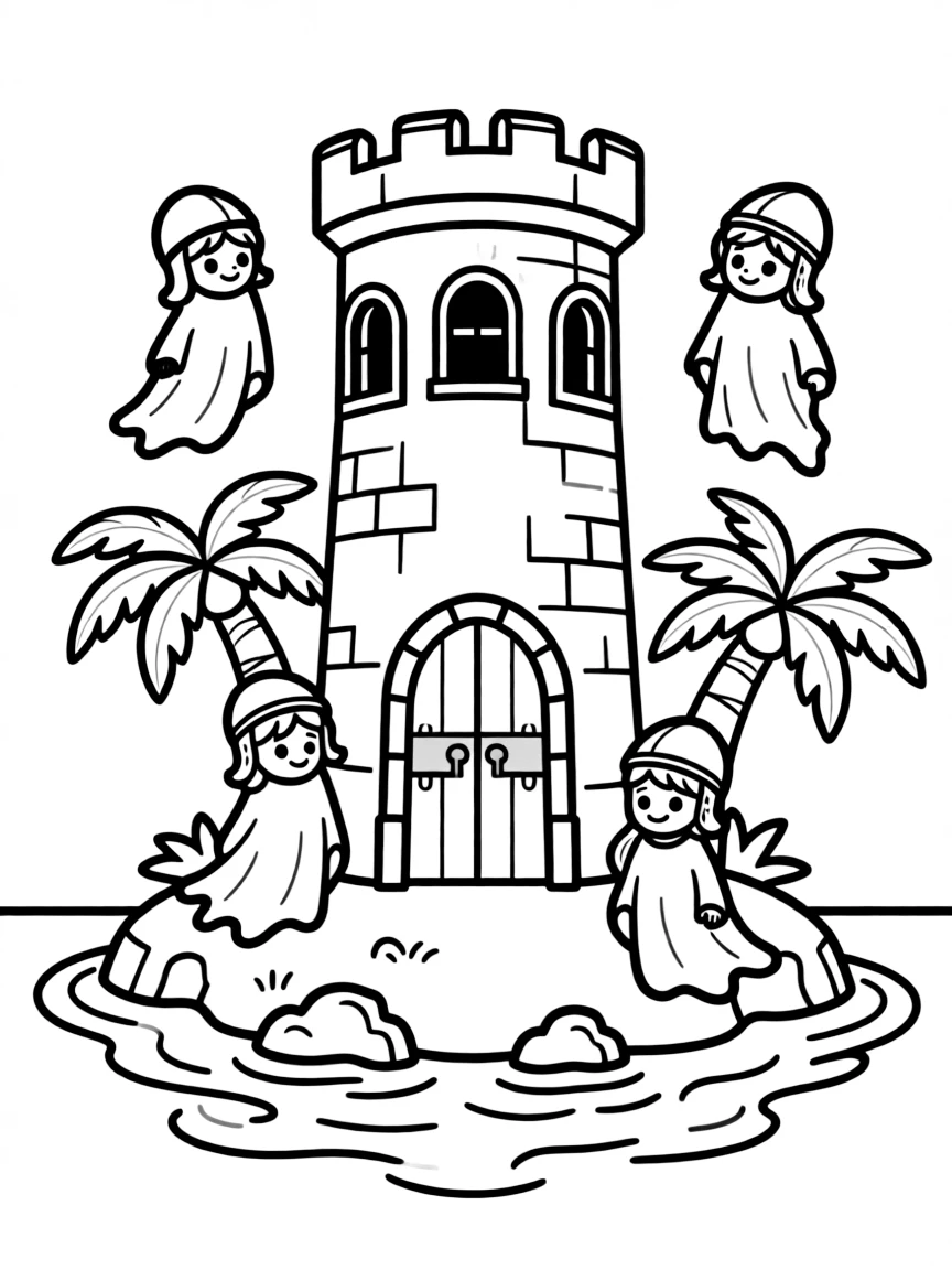 A magical prison on an island with spectral guards