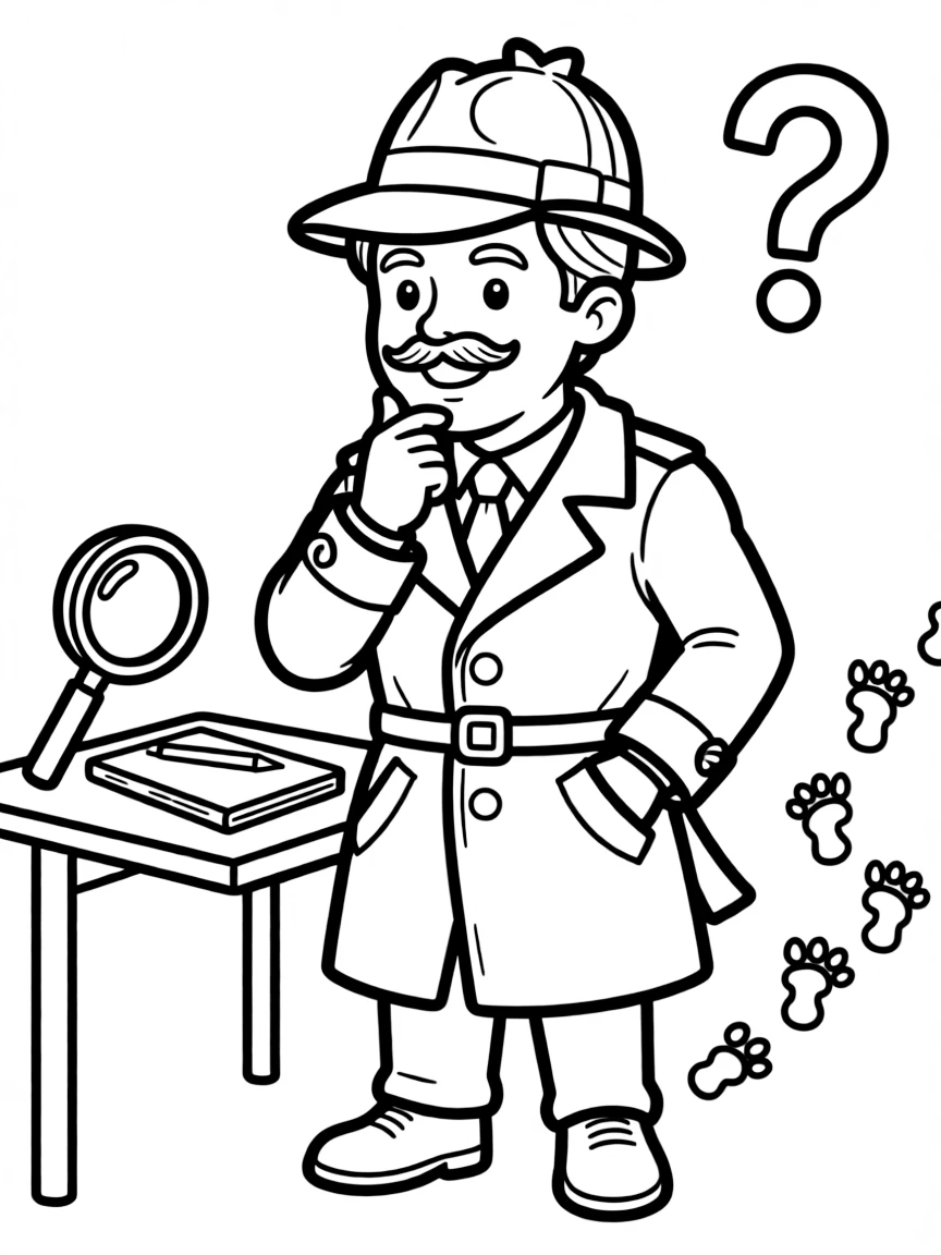 A Belgian detective with a mustache using his "little gray cells"