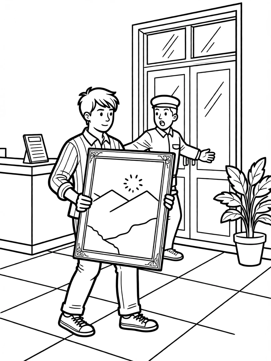 A famous painting being stolen from a museum