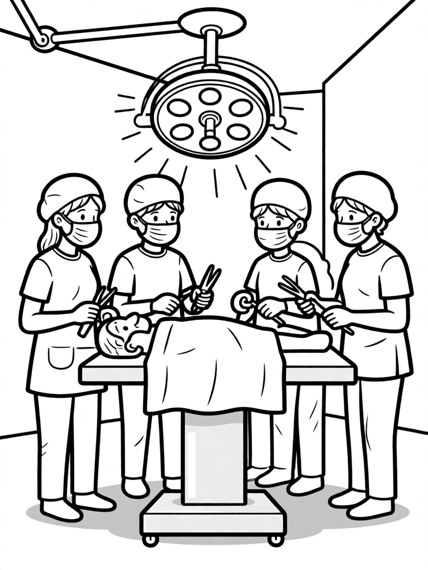 A surgical operation with team around operating table