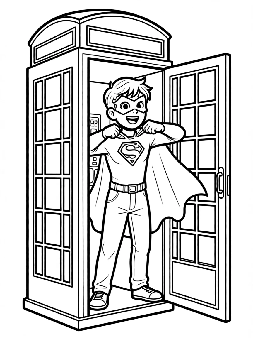 A hero changing into their costume in a phone booth