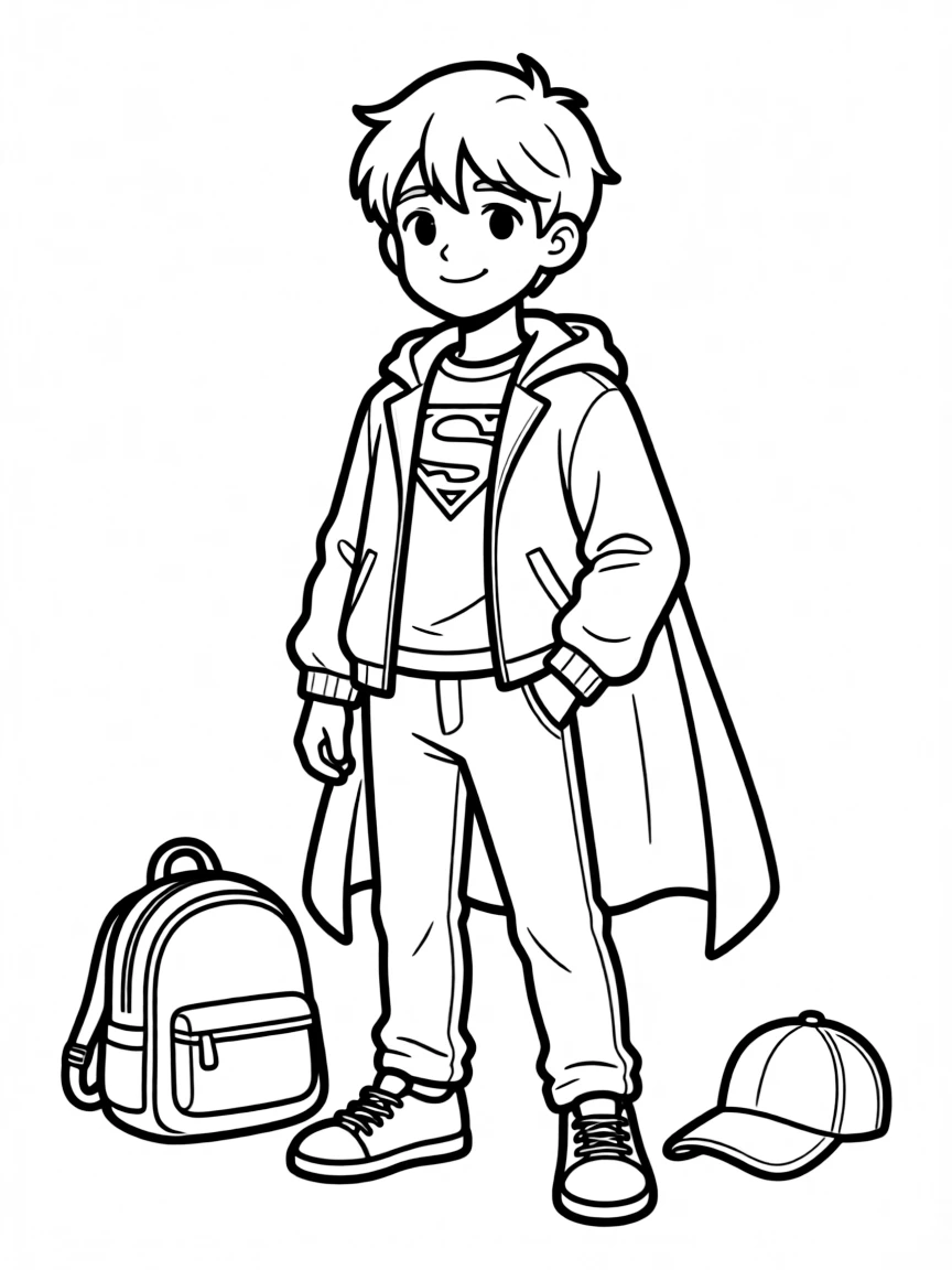 A hero hiding their costume under everyday clothes