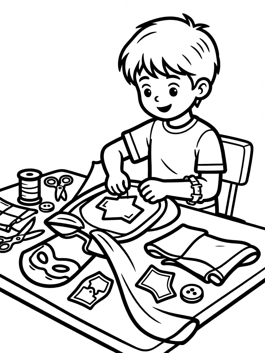 A hero crafting or repairing their costume