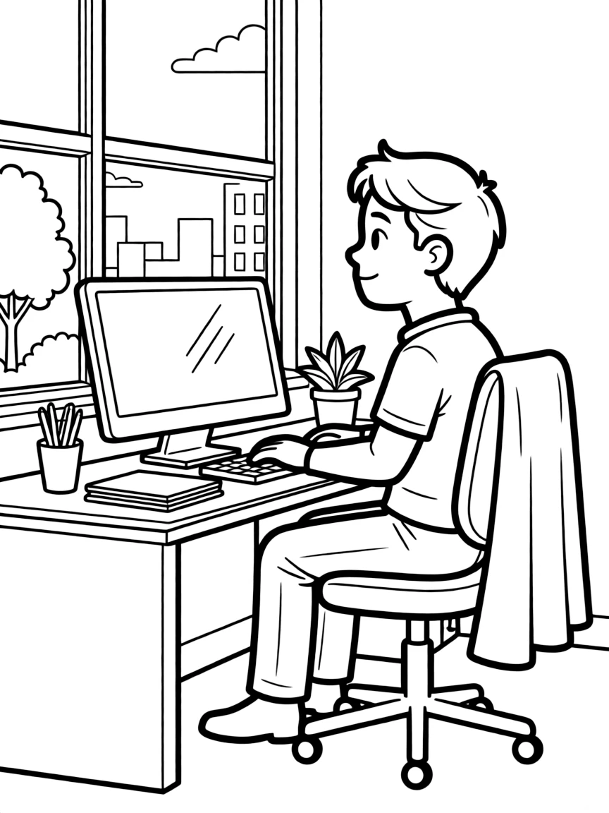 A hero working at their day job while watching for trouble