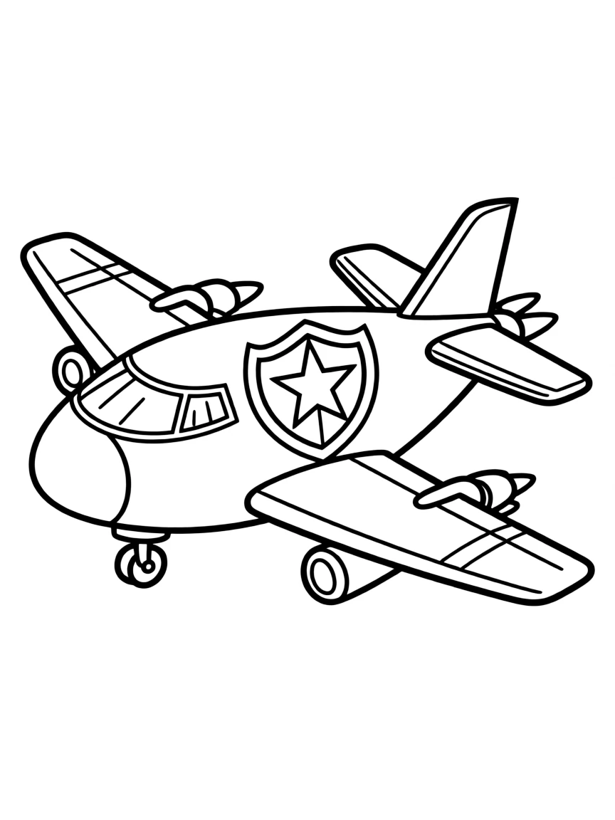 A flying vehicle with hero's emblem painted on the side